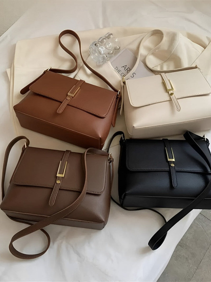 Bolsa Feminina Grande de Ombro com Detalhes Dourados Elegantes - Mary