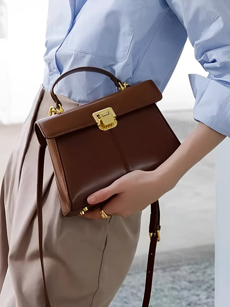 Bolsa Feminina de Couro Tiracolo com Lenço Decorativo e Alça de Ombro Elegante - Lena