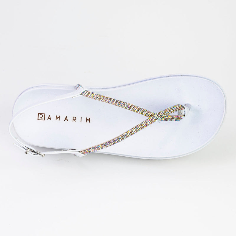 Sandália Feminina Branca Flatform com Strass - Ramarim