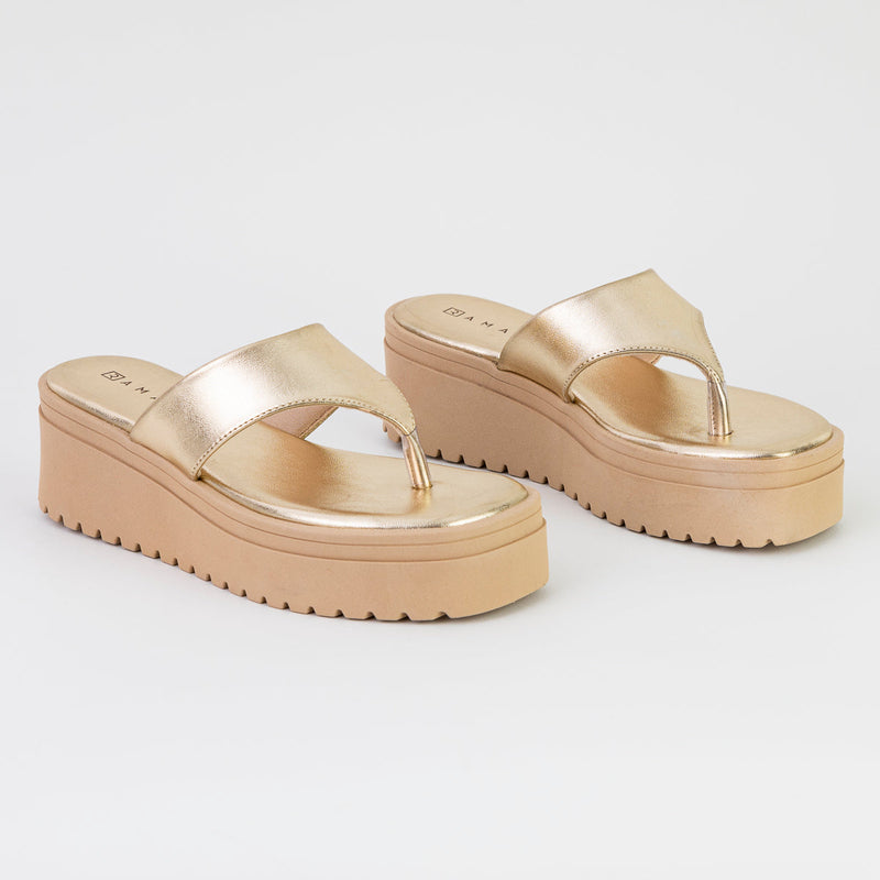 Tamanco Feminino Flat Ouro - Ramarim