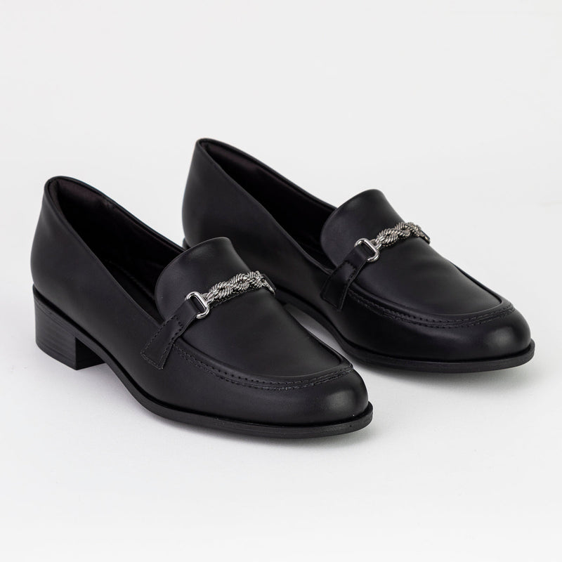 Sapato Feminino Mocassim Oxford Preto Clássico - Ramarim