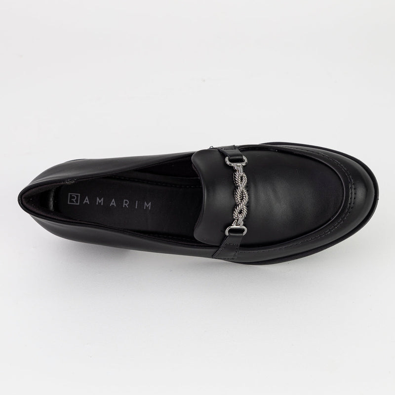 Sapato Feminino Mocassim Oxford Preto Clássico - Ramarim