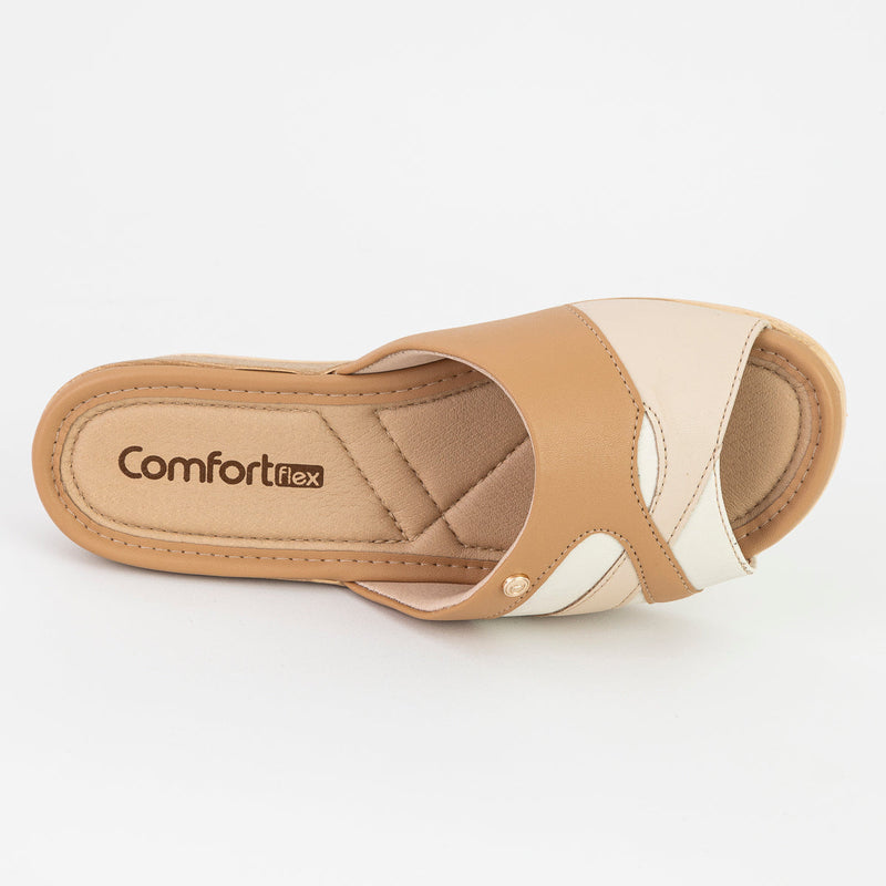 Tamanco Feminino Bege Salto Baixo - ComfortFlex